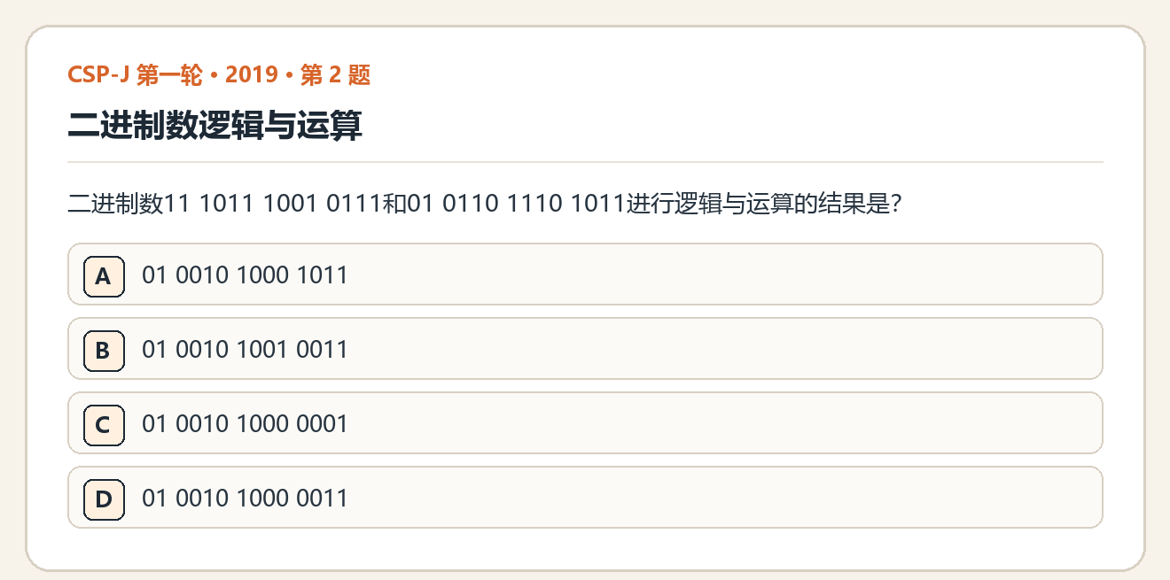 CSP-J 2019 第一轮 第 2 题 原题