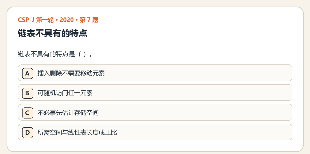 CSP-J 2020 第一轮 第 7 题 原题