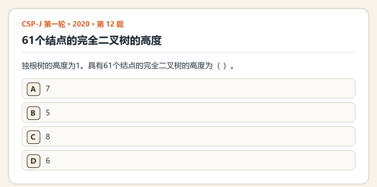 CSP-J 2020 第一轮 第 12 题 原题