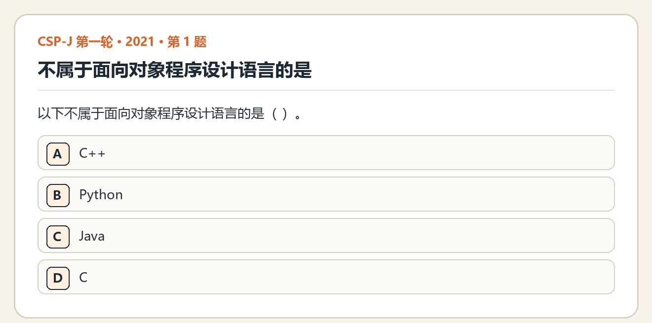 CSP-J 2021 第一轮 第 1 题 原题