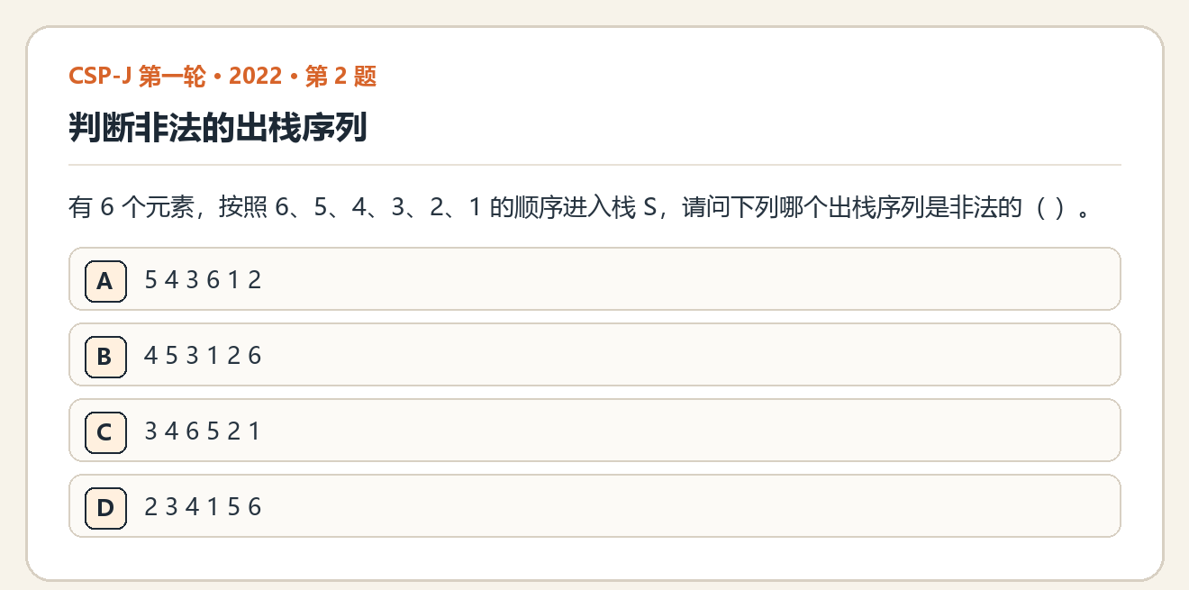 CSP-J 2022 第一轮 第 2 题 原题