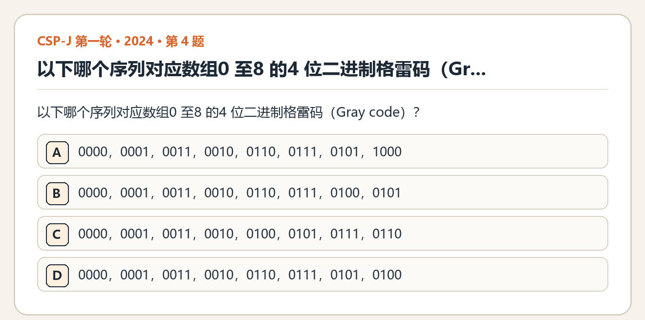 CSP-J 2024 第一轮 第 4 题 原题