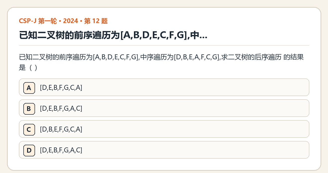 CSP-J 2024 第一轮 第 12 题 原题